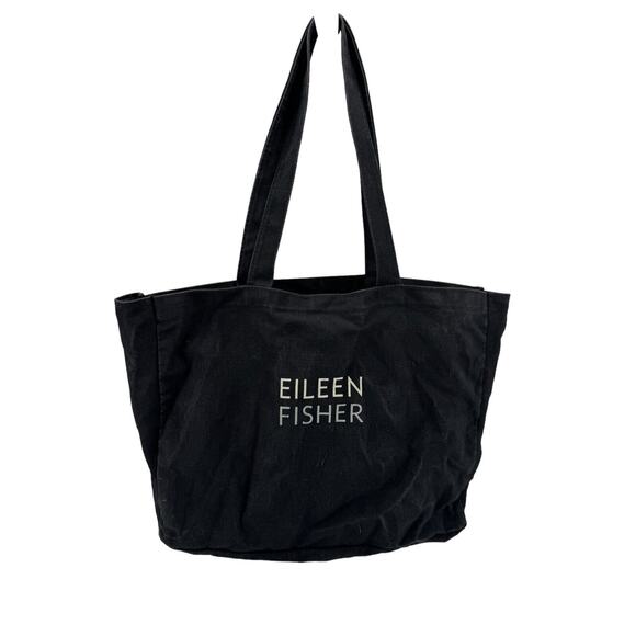 Eileen Fisher Black Canvas Tote Bag - Picture 1 of 3